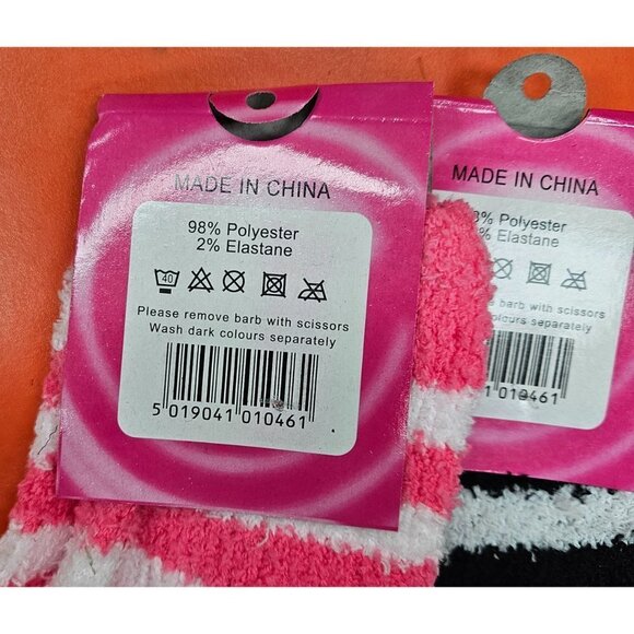 Women Slipper Socks 9-11 Fuzzy Super Soft Winter Non-Skid Cozy Stripe, 3 Pairs - Picture 2 of 2